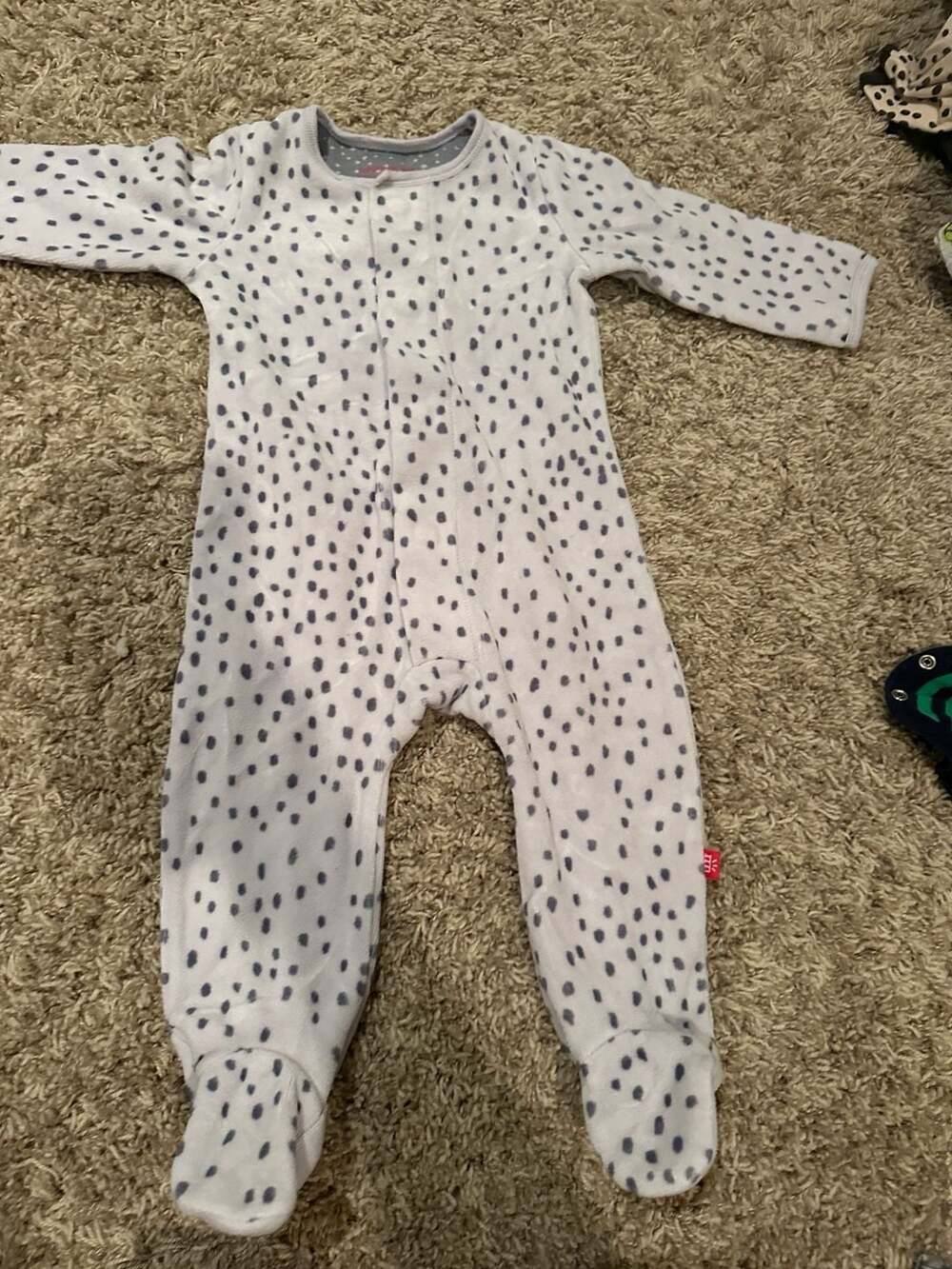 Magnetic Me Gray Polka Dot Footed Magnetic Sleepsuit